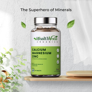 Health Veda Organics Calcium Magnesium & Zinc Vitamin D3 & B12 Tablets - Distacart