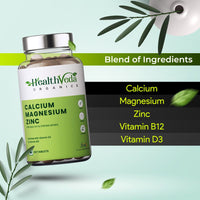 Thumbnail for Health Veda Organics Calcium Magnesium & Zinc Vitamin D3 & B12 Tablets - Distacart