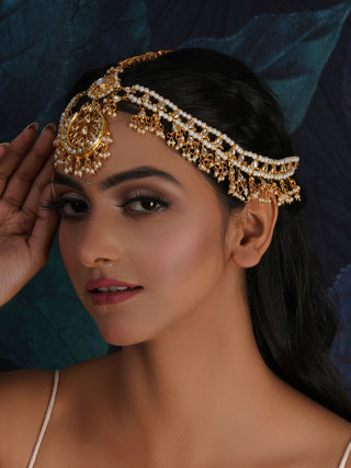 Kundan Layered Matha Patti (Gold) - Ruby Raang - Distacart
