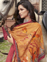 Thumbnail for Jyoti Fashion Women's Red Velvet Floral Digital Printed Kurta with Trouser & Dupatta - Distacart