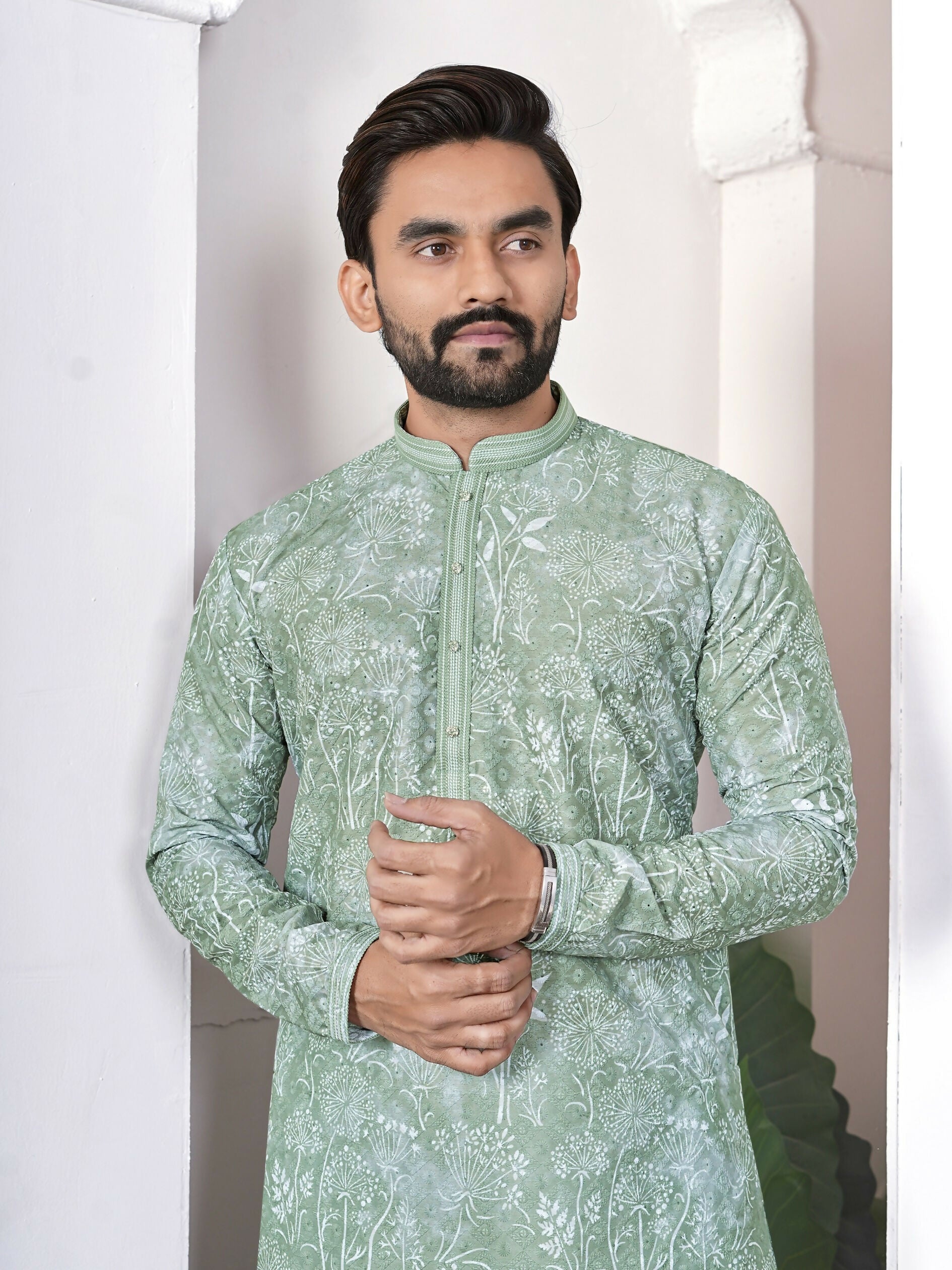 Anaita Sea Green Digital Printed Work Cotton Straight Kurta - Distacart