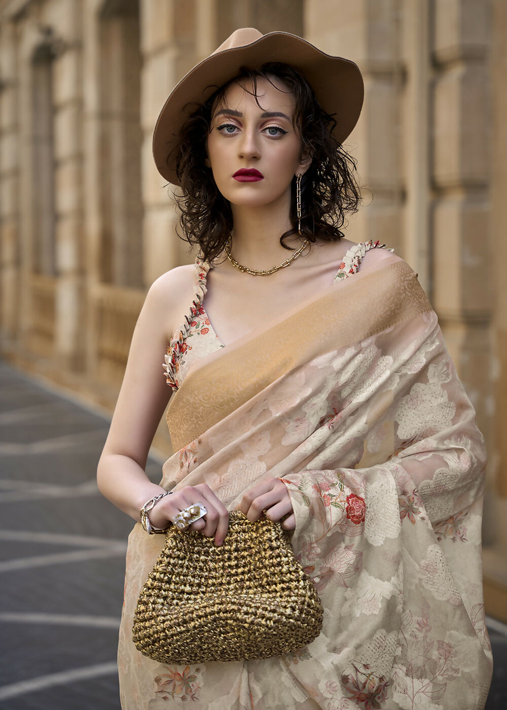 Lovely Off White Polly Brasso Designer Saree - Emponline - Distacart