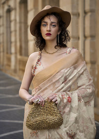 Thumbnail for Lovely Off White Polly Brasso Designer Saree - Emponline - Distacart