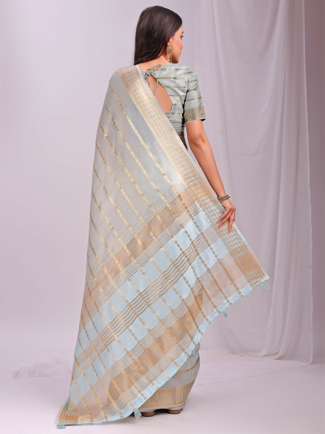 Astita Organza Sky Blue Saree