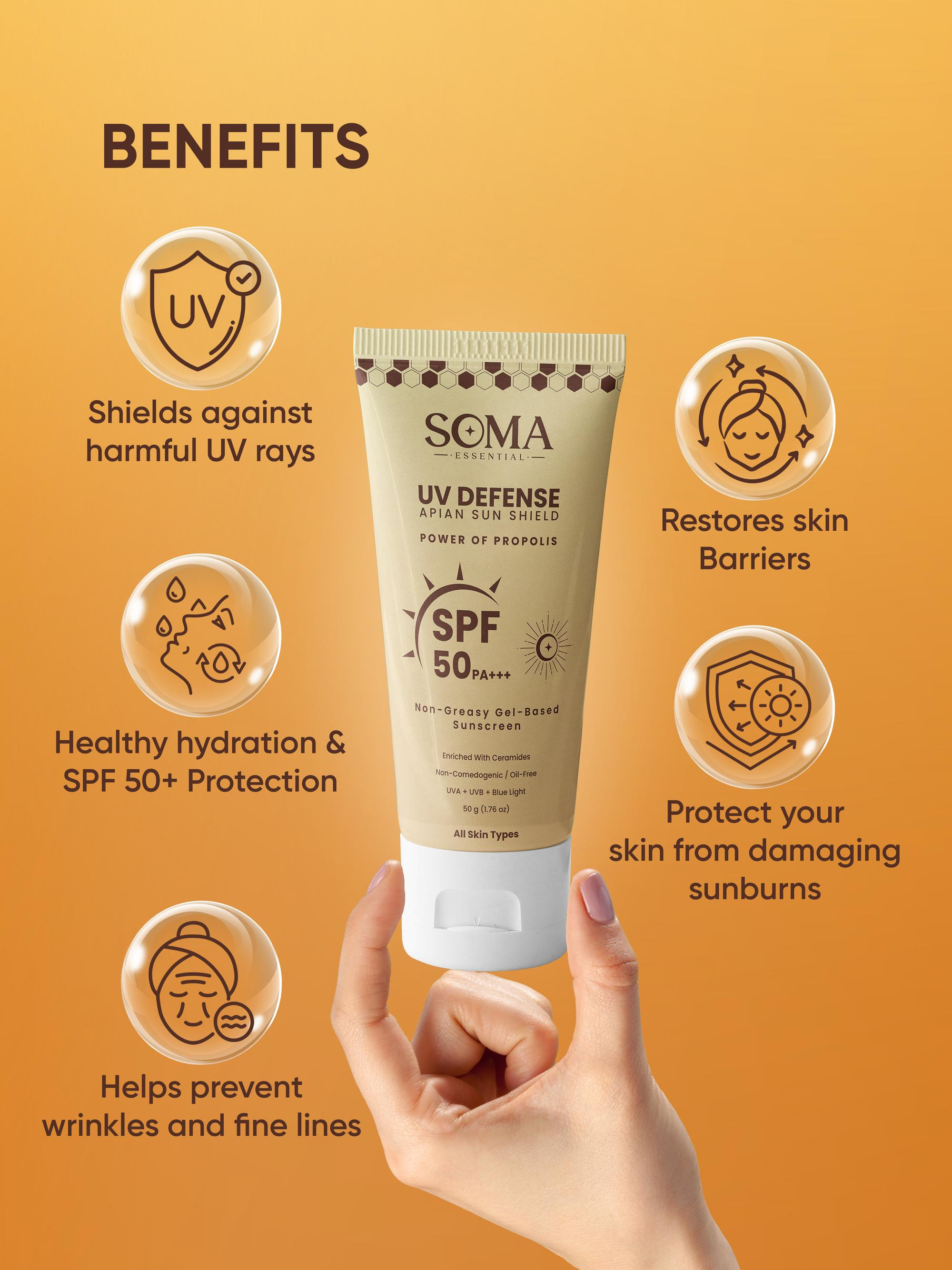 Soma Essential Propolis Based Apian Sunshield, 4% Niacinamide & Ceramides - Dista