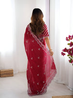 Thumbnail for Lehenga Mart Party Wear saree for women - Red - Distacart