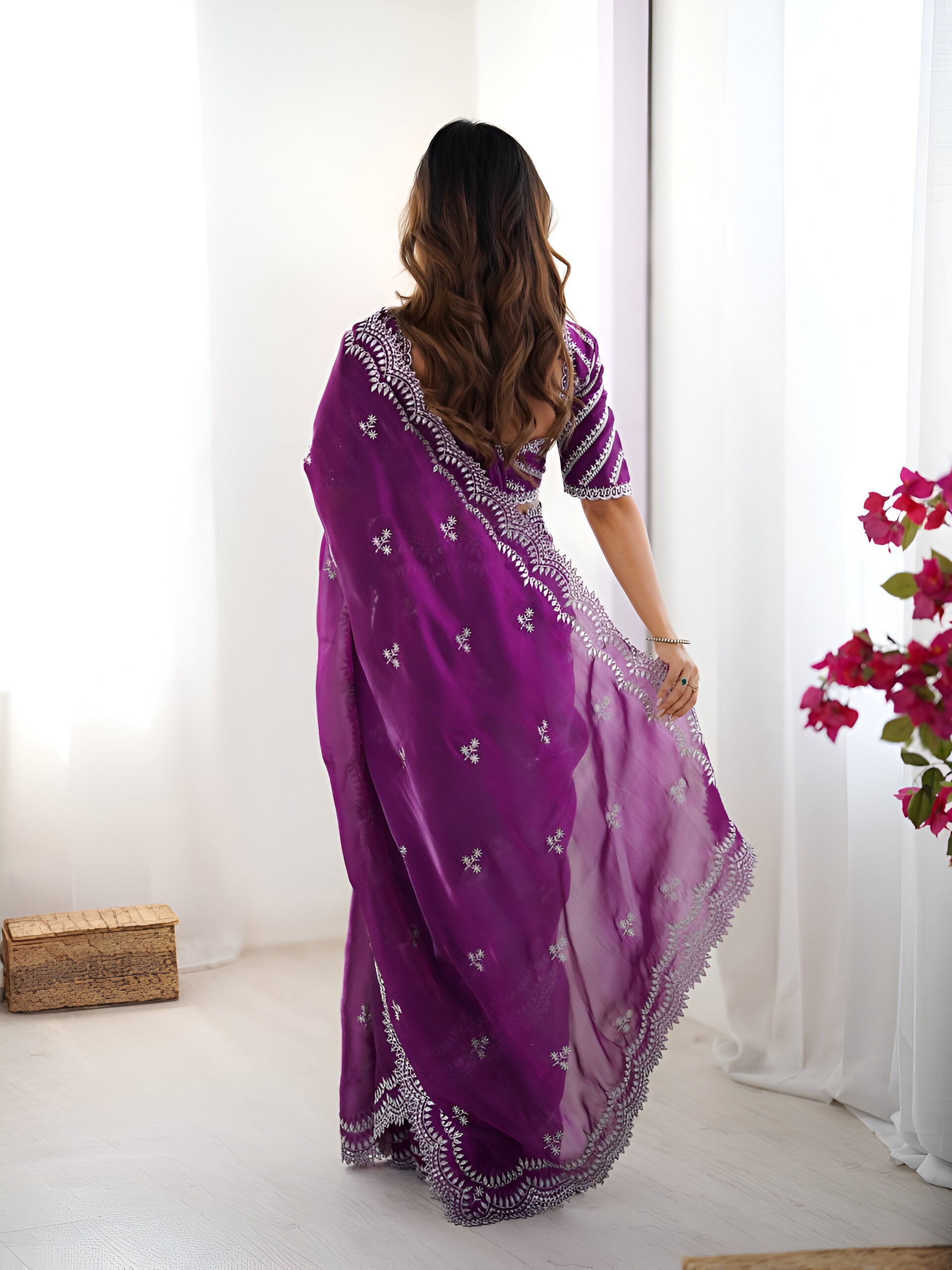 Lehenga Mart Party Wear saree for women - Purple - Distacart