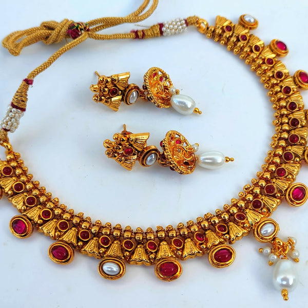 Kemp Antique Pink & White Necklace Set - Distacart