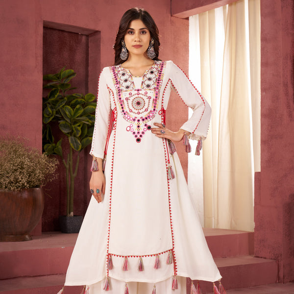 Lehenga Mart Off White Reyon Designer Cord-Set Ready To Wear - Distacart