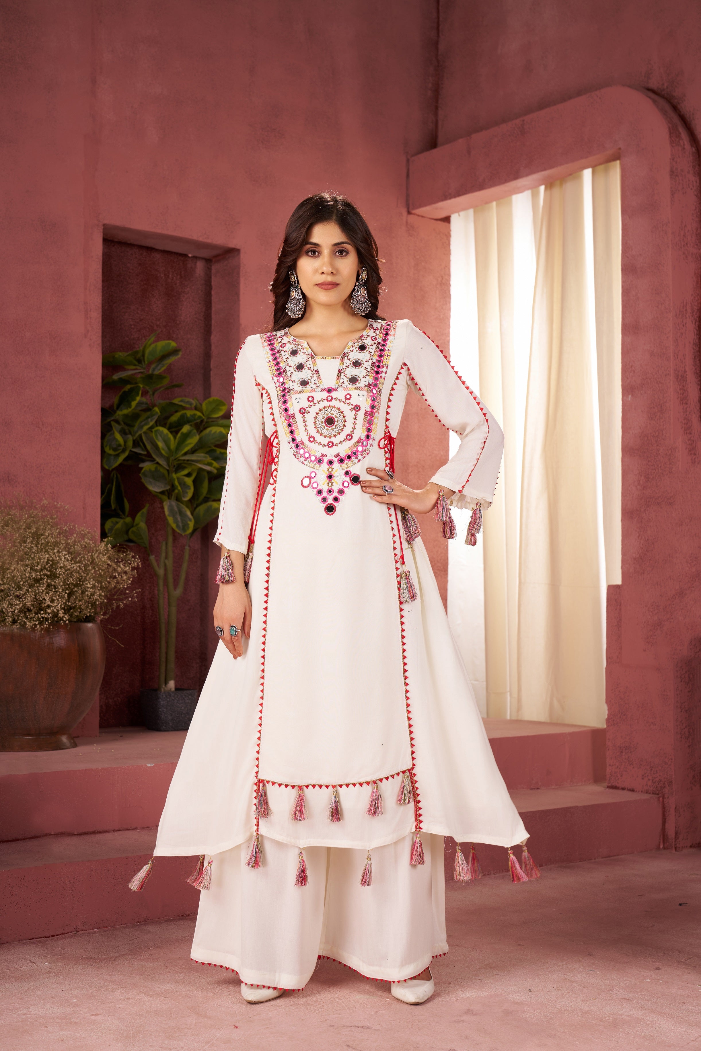 Lehenga Mart Off White Reyon Designer Cord-Set Ready To Wear - Distacart