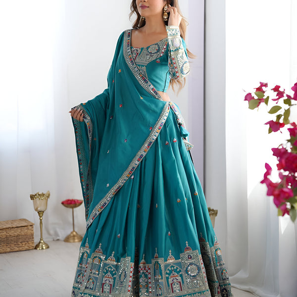 Lehenga Mart Designer Bollywood Style Wedding Wear Lehenga Choli - sky-blue - Distacart