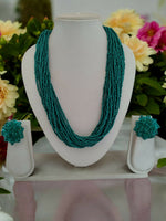 Thumbnail for Inhanns Vibrant Handmade 20 Layers Beaded Necklace With Matching Earrings - Sea Green - Distacart