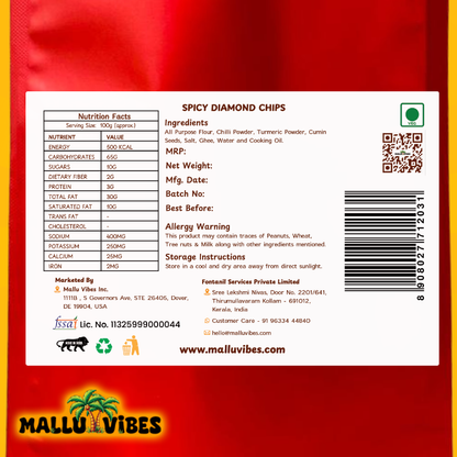 Mallu Vibes Spicy Diamond Cut Chips - Distacart