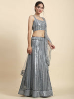 Thumbnail for Jyoti Fashion Classy Grey Faux Georgette 3MM & 7MM Sequins Embroidery Lehenga Choli with Dupatta - Distacart