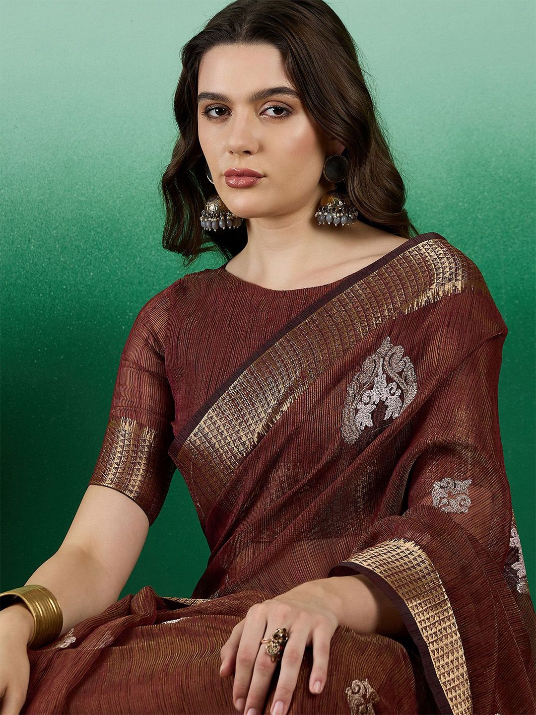 Mitera Woven Design Organza Saree - Distacart