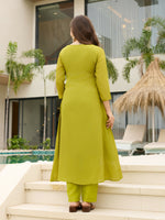 Thumbnail for The52 Lemons Women's Gorgeous Chinon Embroidered Flared Kurta with Pant And Dupatta Set - Distacart