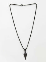 Thumbnail for NVR Men's Black Arrow Shaped Rhodium Plated Pendant with Chain - Distacart