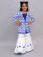 Thumbnail for Lil Drama Shor-Gul Blue Kurta Sharara and Bustier Set For Girls