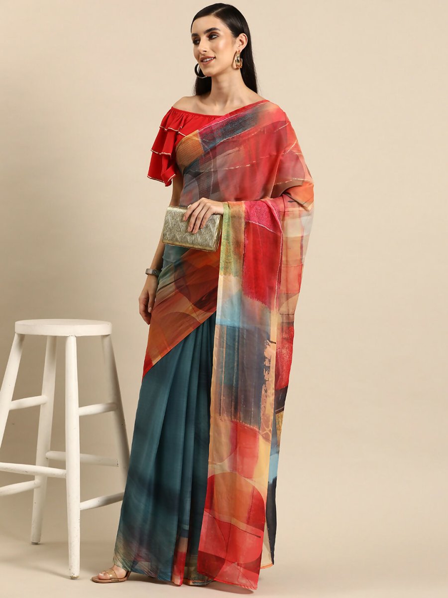 Ahalyaa Women's Traditional Semi Stitch Saree - Grey - Distacart