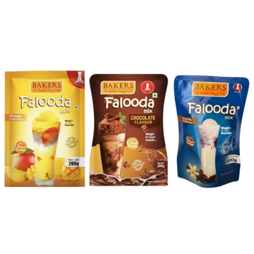 BAKERS Falooda Mix Powder - Chocolate,Vanilla and Mango - Dista