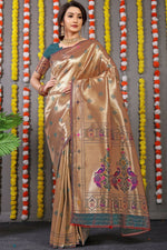 Thumbnail for Jyoti Fashion Women's Grey Paithani Silk Zari Woven Saree with Blouse - Distacart