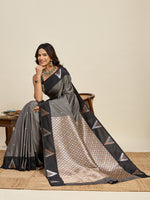 Thumbnail for Vedant Vastram Soft Litchi Silk Banarasi Silk Jacquard Saree - Black - Dista