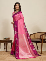 Thumbnail for Vedant Vastram Soft Litchi Silk Banarasi Silk Jacquard Saree - Pink - Dista