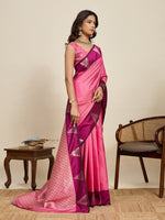 Thumbnail for Vedant Vastram Soft Litchi Silk Banarasi Silk Jacquard Saree - Pink - Dista