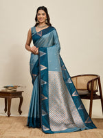 Thumbnail for Vedant Vastram Soft Litchi Silk Banarasi Silk Jacquard Saree - Rama - Dista