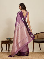 Thumbnail for Vedant Vastram Soft Litchi Silk Banarasi Silk Jacquard Saree - Wine