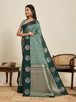Thumbnail for Vedant Vastram Soft Litchi Silk Banarasi Silk Jacquard Saree - Green