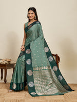 Thumbnail for Vedant Vastram Soft Litchi Silk Banarasi Silk Jacquard Saree - Green