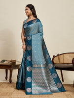 Thumbnail for Vedant Vastram Soft Litchi Silk Banarasi Silk Jacquard Saree - Rama