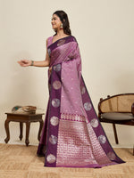 Thumbnail for Vedant Vastram Soft Litchi Silk Banarasi Silk Jacquard Saree - Wine