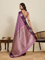 Thumbnail for Vedant Vastram Soft Litchi Silk Banarasi Silk Jacquard Saree - Wine