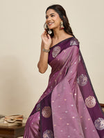Thumbnail for Vedant Vastram Soft Litchi Silk Banarasi Silk Jacquard Saree - Wine