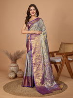 Thumbnail for Vedant Vastram Soft Litchi Silk Kanjeevaram Silk Jacquard Saree - Lavender - Dista