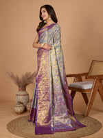 Thumbnail for Vedant Vastram Soft Litchi Silk Kanjeevaram Silk Jacquard Saree - Lavender - Dista