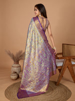 Thumbnail for Vedant Vastram Soft Litchi Silk Kanjeevaram Silk Jacquard Saree - Lavender - Dista