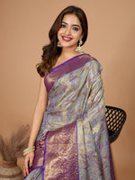 Thumbnail for Vedant Vastram Soft Litchi Silk Kanjeevaram Silk Jacquard Saree - Lavender - Dista