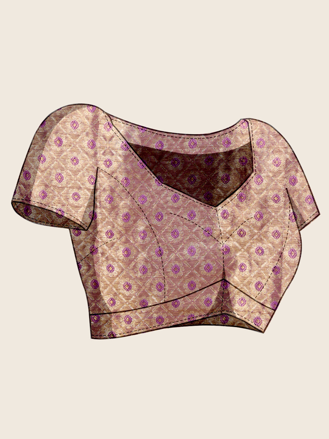 Vedant Vastram Soft Litchi Silk Kanjeevaram Silk Jacquard Saree - Lavender - Dista