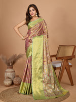 Thumbnail for Vedant Vastram Soft Litchi Silk Kanjeevaram Silk Jacquard Saree - Magenta - Distacart