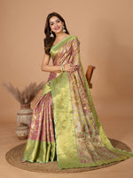 Thumbnail for Vedant Vastram Soft Litchi Silk Kanjeevaram Silk Jacquard Saree - Magenta - Distacart