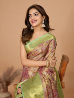 Thumbnail for Vedant Vastram Soft Litchi Silk Kanjeevaram Silk Jacquard Saree - Magenta - Distacart