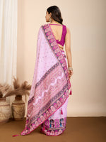 Thumbnail for Vedant Vastram Maslin Cotton Digital Printed & Embroidered Work Saree - Baby Pink - Distacart