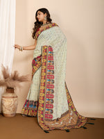 Thumbnail for Vedant Vastram Maslin Cotton Digital Printed & Embroidered Work Saree - Beige - Distacart