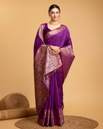 Thumbnail for Vedant Vastram Soft Litchi Silk Banarasi Silk Saree - Purple - Distacart