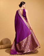 Thumbnail for Vedant Vastram Soft Litchi Silk Banarasi Silk Saree - Purple - Distacart