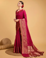 Thumbnail for Vedant Vastram Soft Litchi Silk Banarasi Silk Saree - Rani - Distacart