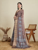 Thumbnail for Vedant Vastram Cotton Silk Fancy Jacquard Bollywood Saree - Brown - Dista